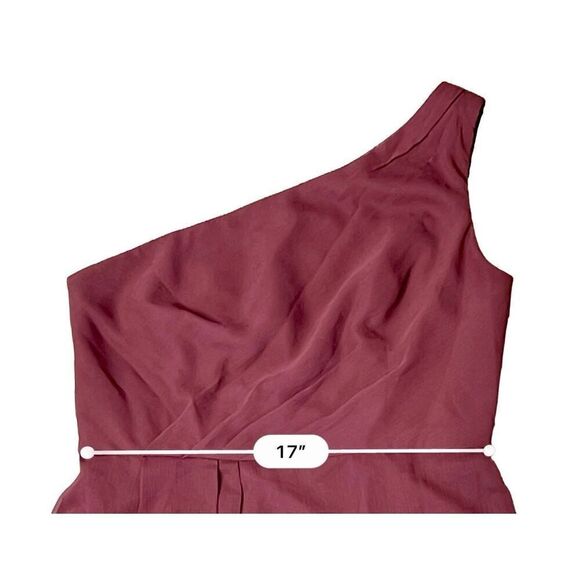 David's Bridal Crinkle Chiffon One Shoulder Burgundy Cocktail Dress Wedding 12 - Picture 7 of 12